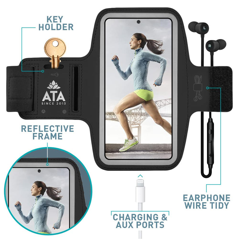 [Australia - AusPower] - Running Armband for Samsung Galaxy S21/S20/S10/S9/S8 Non-Slip Sweatproof Sports Phone Holder with Key/Headphone Slots for Phones up to 6.2” Perfect for Jogging, Gym 