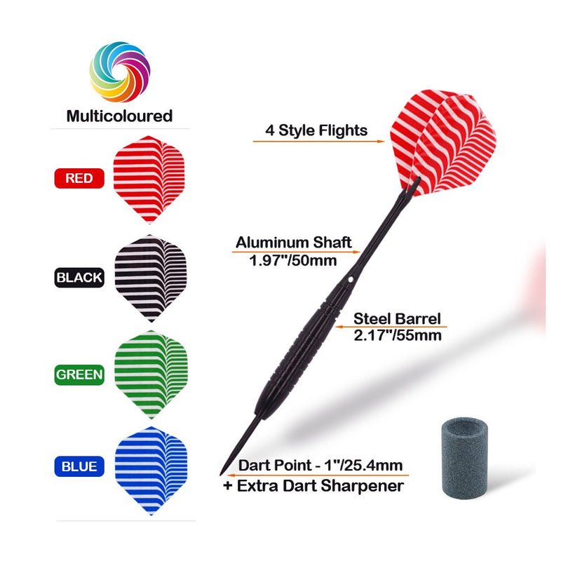 [Australia - AusPower] - Wolftop 12 Pack Steel Tip Darts 22/23 Grams, Professional Darts Metal Tip Set with Aluminum Shafts, Standard Flights, Rubber O'Rings and Extra Dart Sharpener 23 g 