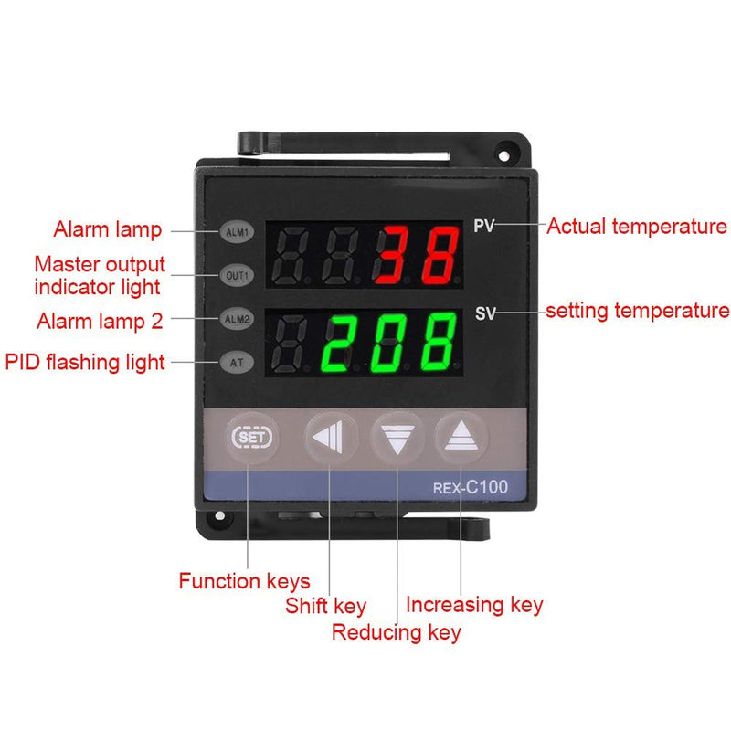 [Australia - AusPower] - Digital PID Temperature Controller REX-C100 Thermostat Temperature Controller Regulator 100-240 V Relay Output 1500VAC, 14 Bit 