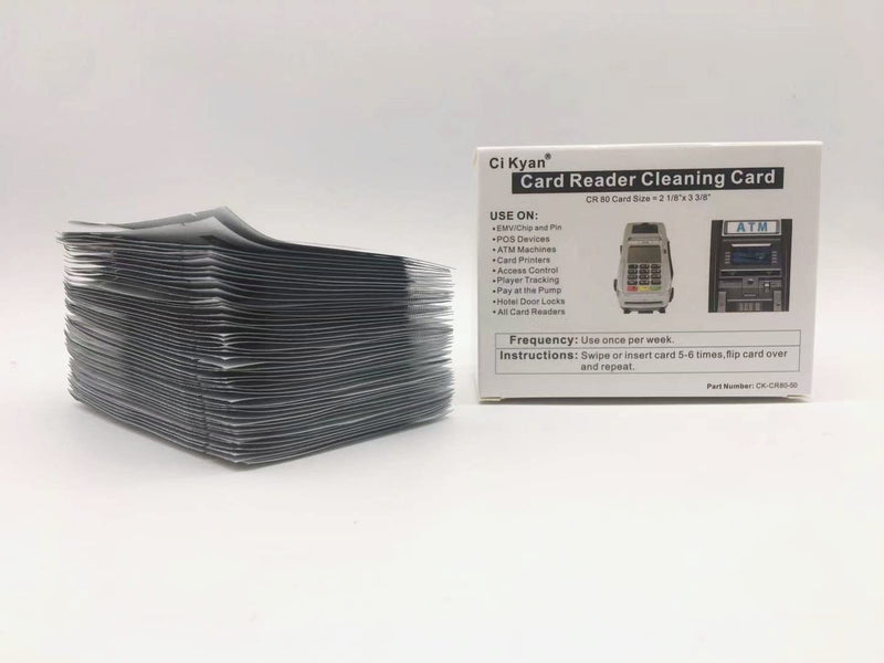 [Australia - AusPower] - Ci Kyan Credit Card Reader Cleaner, POS Swipe Terminal Cleaning Cards, CR80 Cleaning Cards (50 Cards) 50 Cards 