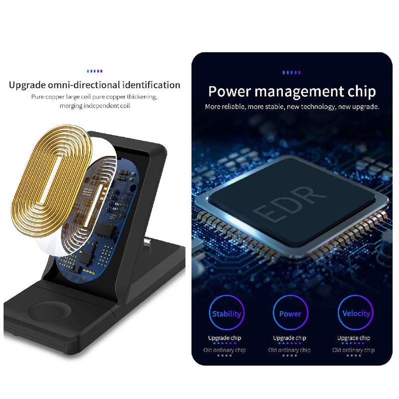 [Australia - AusPower] - 【2021 New!!】 Orentas, 15W Fast Foldable Charging, 3 in 1 Wireless, 10W Qi Fast Charger, Compatible with iPhone 12/11/XR/XS Max/Xs/X/8, iWatch 5/4/3/2/1, Easy to Carriage, Fast Wireless Cell Charger 