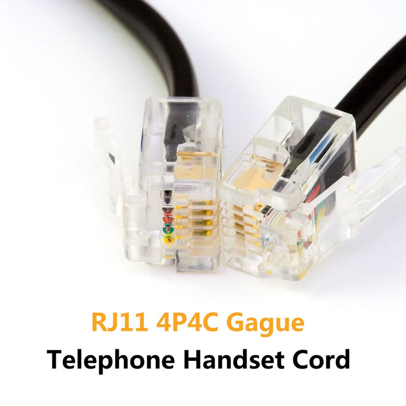 [Australia - AusPower] - Telephone Phone Handset Cable Cord,Uvital Coiled Length 1.56 to 13 Feet Uncoiled Landline Phone Handset Cable Cord RJ9/RJ10/RJ22 4P4C(Black,2 PCS) 