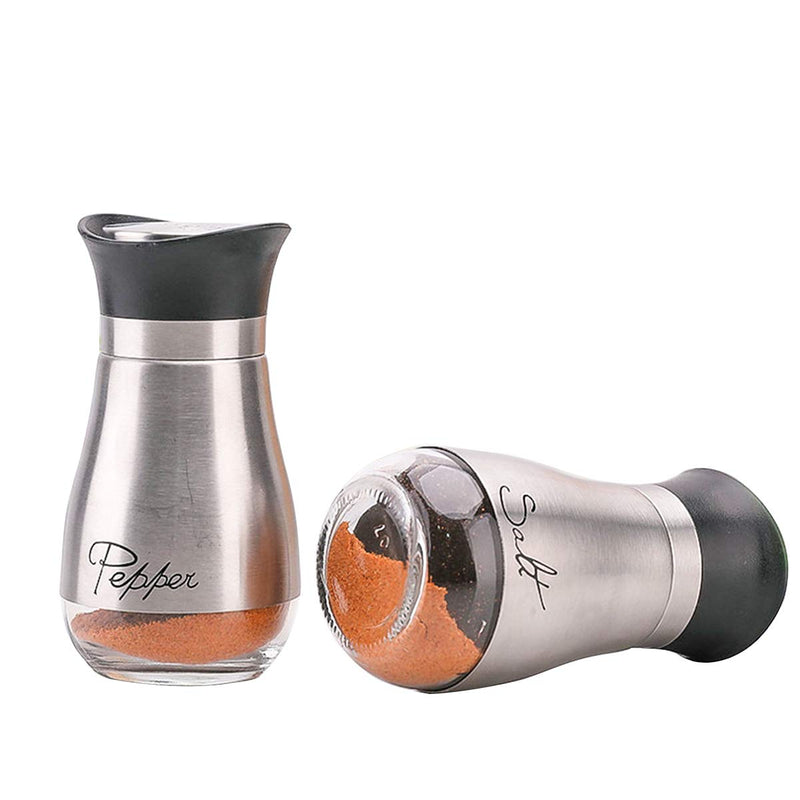 [Australia - AusPower] - FEOOWV Set of 2 Pcs Stainless Steel and Glass Salt and Pepper Shakers Set, for Kitchen Use 2Pcs Set 