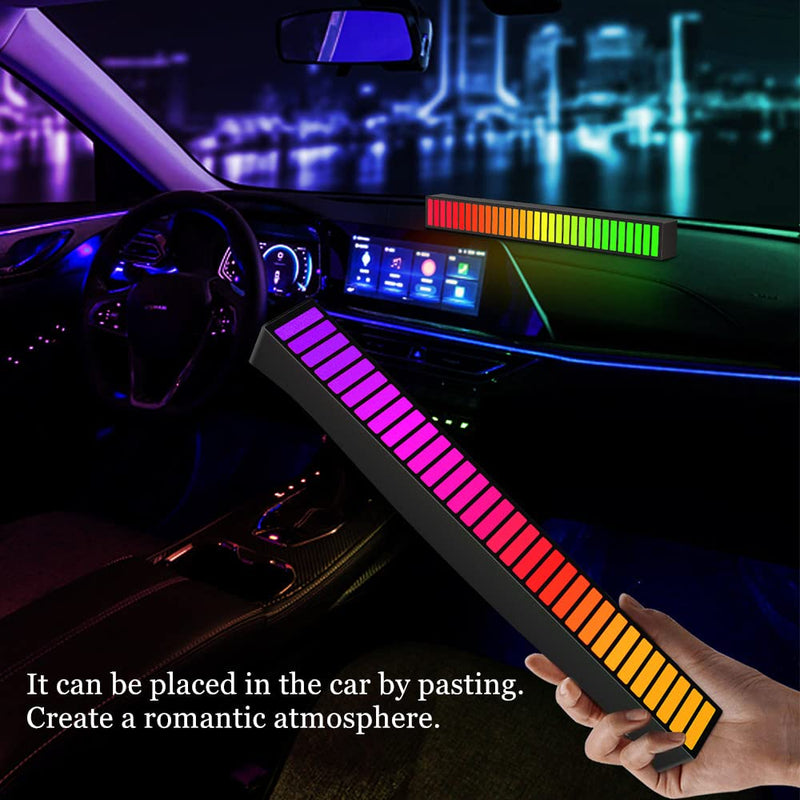 [Australia - AusPower] - URESHIIEN Rechargeable Smart RGB Music Rhythm Light Voice Control Stereo Music Spectrum Audio Level Indicator Pickup Ambient Lighting 32 Bit Colorful LED Light 3D LED 