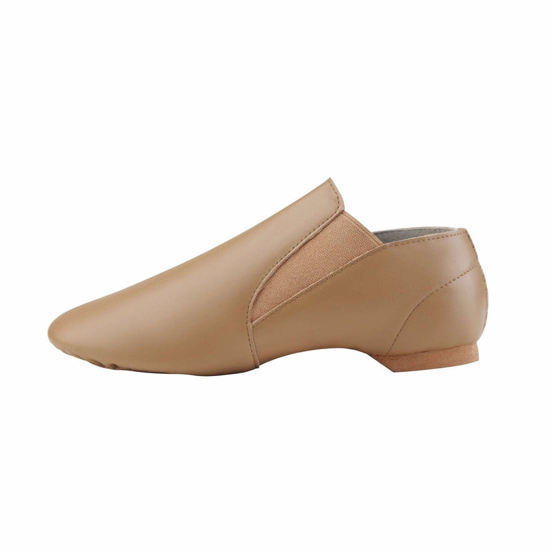 [Australia - AusPower] - Dynadans Unisex Leather Upper Slip-on Jazz Shoe with Elastics for Women and Men's Dance Shoes 4 Women/3.5 Men Brown 