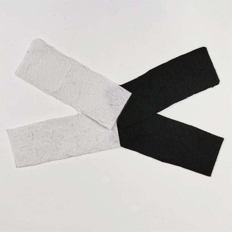 [Australia - AusPower] - Kicada Sticky Circles, No-Residue Mini Windshield Undercovers for Hiding Lavalier Lapel Microphones On Clothes to Reduce Wind Noise, Pack of 40 Sticker, 20 Fabric Circle of Each Black and White 