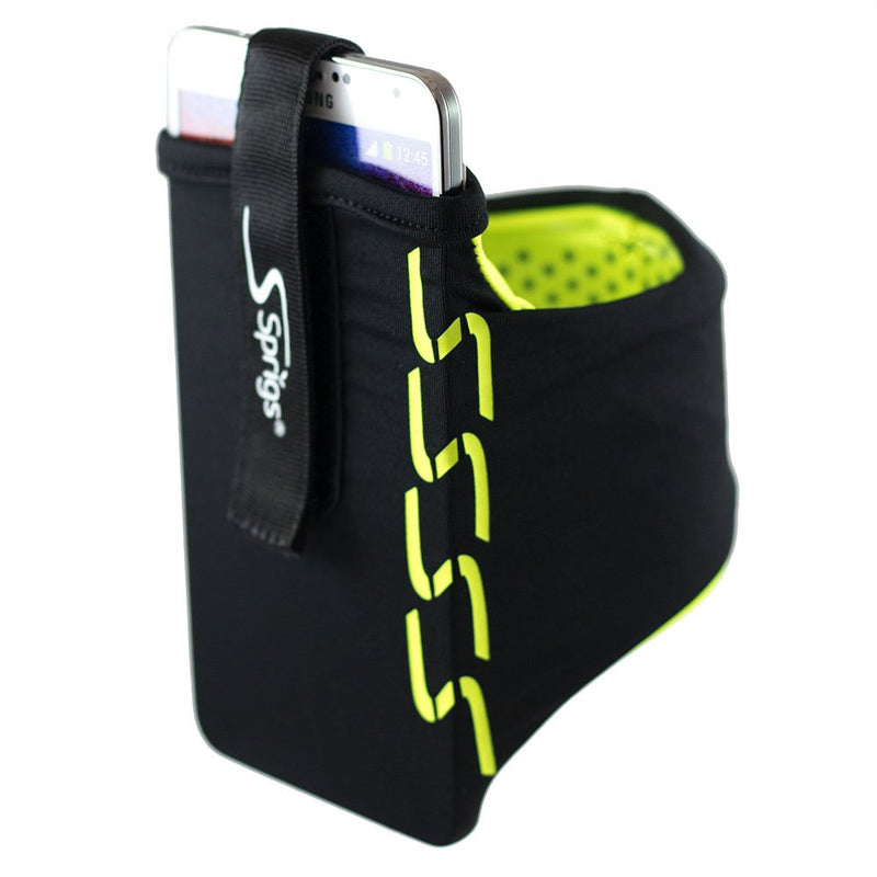 [Australia - AusPower] - Sprigs Phone Armband Sleeve for iPhone x/8/7/6 Plus, Galaxy S7/S6, Google Pixel XL. The Lightest & Most Comfortable Running Armband, Stretches to Fit All Phones with Case for Women & Men Small Black / HiViz 