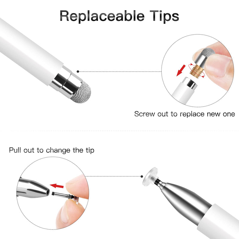 [Australia - AusPower] - Stylus for iPad (2 Pcs), StylusHome Magnetic Disc Universal Stylus Pens Touch Screens for Apple/iPhone/Ipad pro/Mini/Air/Android/Microsoft/Surface All Capacitive Touch Screens - Black/White 