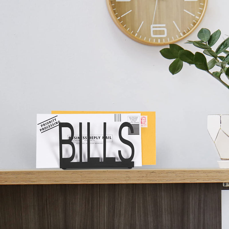 [Australia - AusPower] - MyGift Black Metal Desktop Mail Sorter Organizer with Bills in Block Cut Out Letter Design 