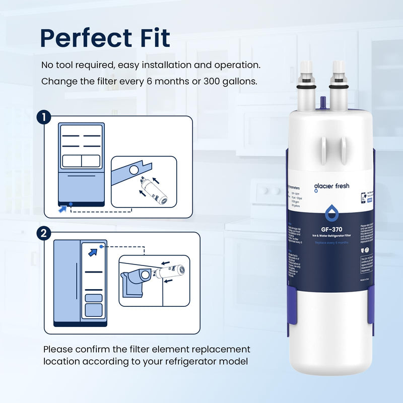 [Australia - AusPower] - GLACIER FRESH W1029537A Refrigerator Water Filter Compatible with W10295370A, EDR1RXD1, Filter 1, W10295370, P4RFWB, P8RFWB2L, 46-9930, 46-9081 Refrigerator Water Filter | Pack of 2 