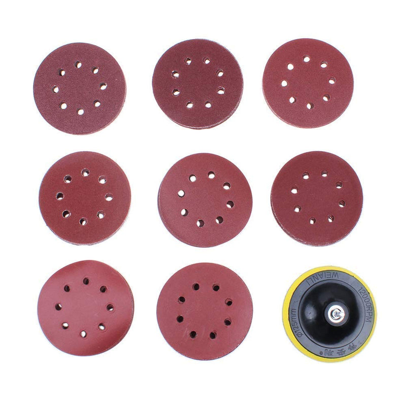 [Australia - AusPower] - 80 Pack 5 inch Sanding Discs Kit 8 Hole Sander for Drill Polishing Pad Hook and Loop Plate 60 80 120 180 240 400 600 800 Grit Sandpaper Abrasive Tool 