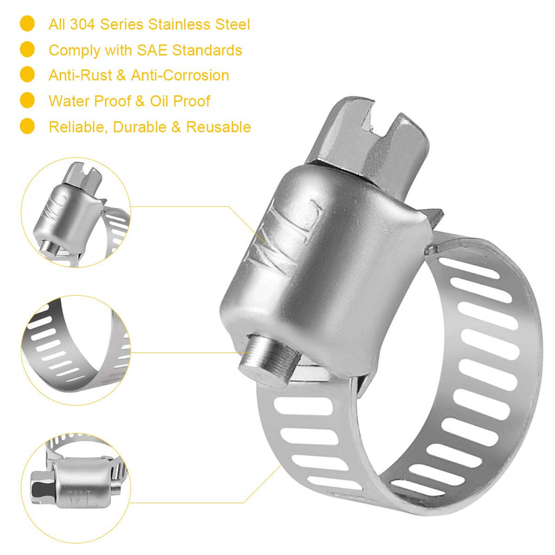 [Australia - AusPower] - WINL Stainless Steel Hose Clamps - 24 Pack Worm Gear Drive Hose Clamps Micro Size 4 Clamping Range 1/4 Inch to 5/8 Inch (6mm-16mm) for Automotive Plumbing,1/4 Inch Hose Clamps, 1/2 Inch Hose Clamps Micro#4 (1/4" ~ 5/8") 