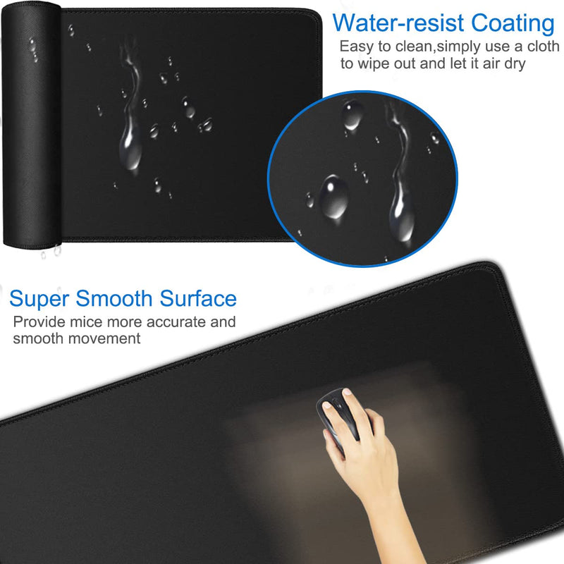[Australia - AusPower] - Large Gaming Mouse Pad, 31.5x15.7x0.12 inch Large Extended Computer Keyboard Mouse Mat, Water Resist Non-Slip Mousepad Rubber Base Long XXL Desk Mouse Pad for Work & Gaming, Office & Home, Black 