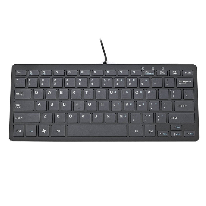 [Australia - AusPower] - iKKEGOL USB Mini Slim Wired 78 Key Small Super Thin Compact Keyboard for Desktop Laptop PC Win 7 Mac (Black) Black 
