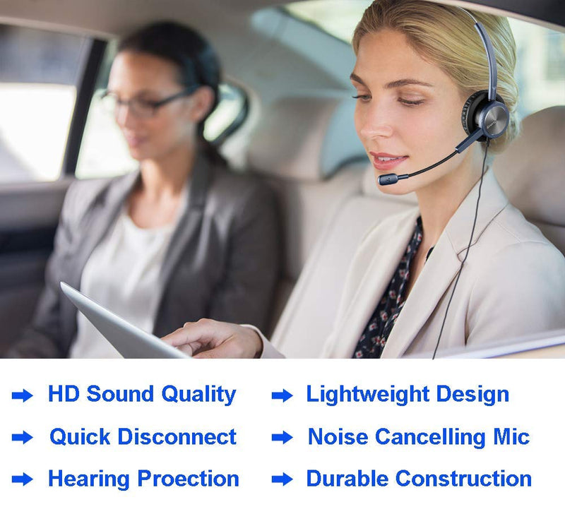 [Australia - AusPower] - Phone Headset 2.5mm with Microphone Noise Canceling & Volume Controls, Binaural Call Center Telephone Headphone for Panasonic Dect 6.0 Phones, Office Telephone Headset for AT&T Vtech Cordless Phone 