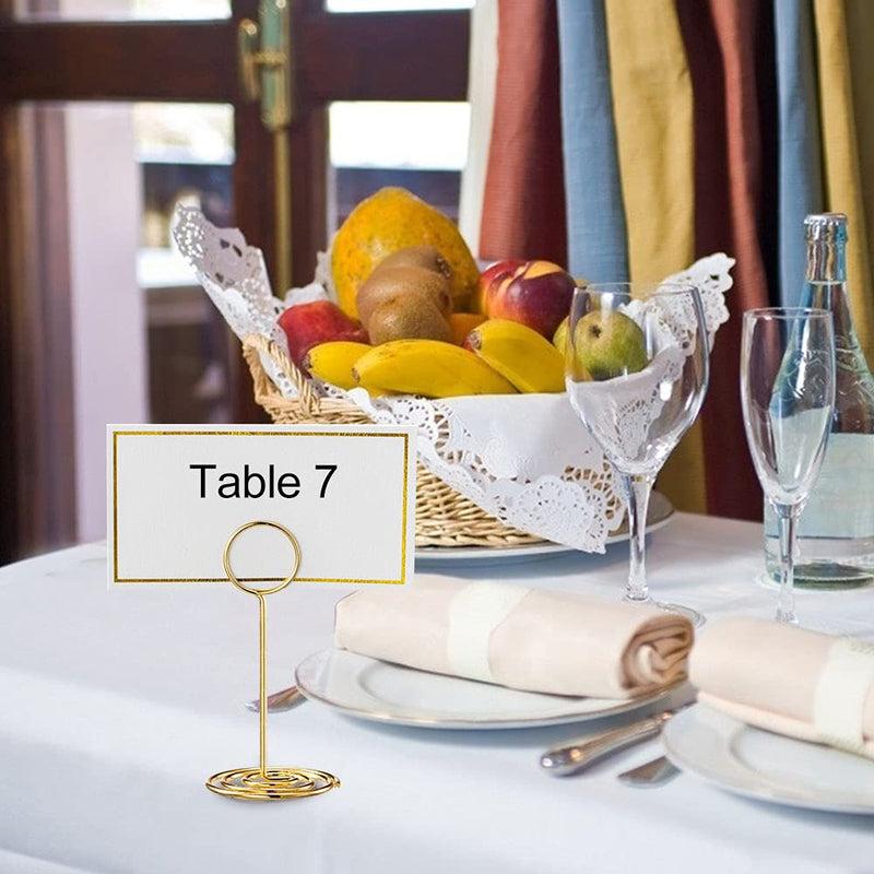 [Australia - AusPower] - Toncoo 24 Pack Premium Table Number Holders and 24 Pcs Place Cards with Gold Foil Border, Place Card Holder, Table Sign Stand, Photo Picture Holders Wedding Table Name Card Holder(Gold) 