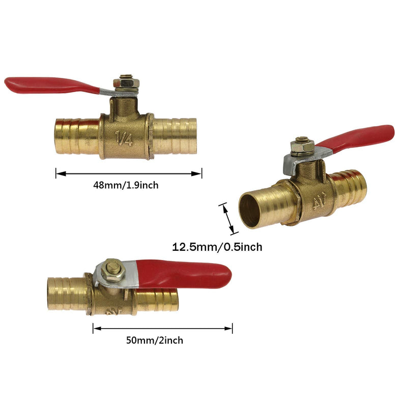 [Australia - AusPower] - Bonsicoky 4 Pcs Brass Water Ball Valve 1/2" Hose ID Shut Off Valve Hose Barb Tubing Connector Switch Thread Pipe Fitting for Air, Water Pipes 