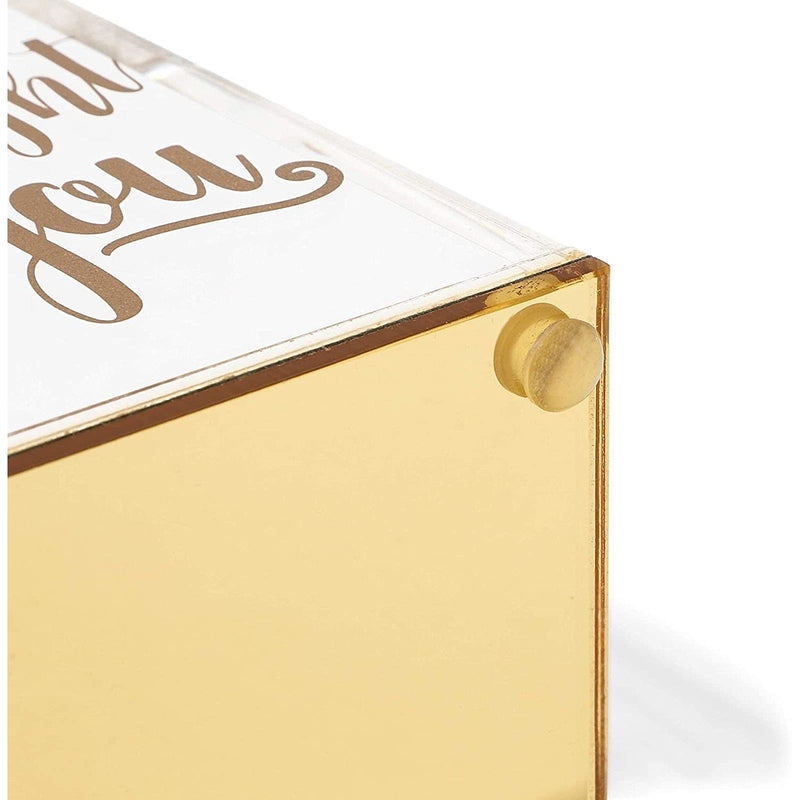 [Australia - AusPower] - Gold and Clear Acrylic Pen Holder with Inspirational Quotes (2.95 x 4.45 In) 