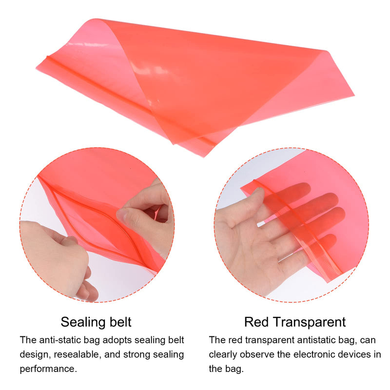 [Australia - AusPower] - MECCANIXITY Anti Static Bags Shielding Bag 6x8inch(15x20cm) Red Transparent Resealable for Hard Drive HDD SSD 50pcs 