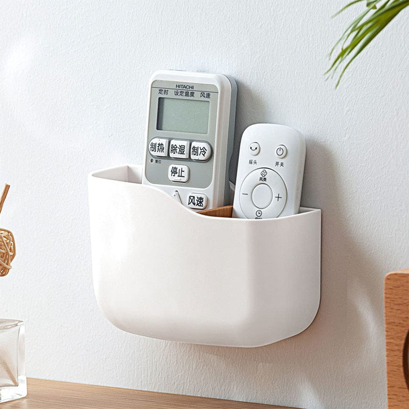 [Australia - AusPower] - LINFIDITE Adhesive Remote Control Holder Universal Controller Holder Wall Mount Storage Organizer Box No Drilling with Slot Home Office Desk Nightstand Stationery Supplies Phones Charging,White 1 PCS 