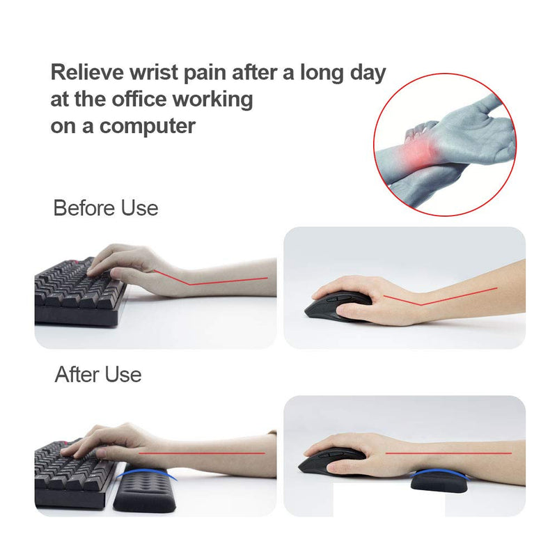 [Australia - AusPower] - Keyboard and Mouse Wrist Rest Set Gaming Memory Foam Ergonomic Hand Palm Rest Support for Computer, PC, Laptop, Mac Typing and Wrist Pain Relief and Repair (17.3 Inch, Black) 