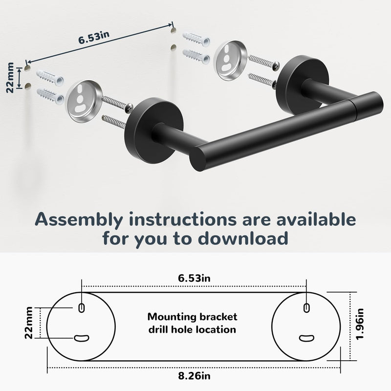 [Australia - AusPower] - FORIOUS Matte Black Toilet Paper Holder and Towel Ring Set [Wall Mount, Sus304 Stainless Steel] Toilet Paper Holder Bathroom Towel Holder Hand Modern Bathroom Hardware Set for Bathroom, RV 