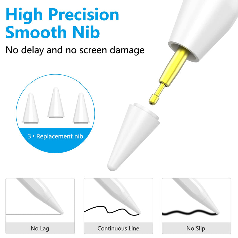 [Australia - AusPower] - Stylus Pen for iPad with Palm Rejection and Tilt Sensitive, Stylus Pencil Compatible with (2018-2022) iPad Pro 11/12.9 inch, iPad 9th/8th/7th/6th Gen, iPad Air 5th/4th/3rd Gen, iPad Mini 6th/5th Gen 