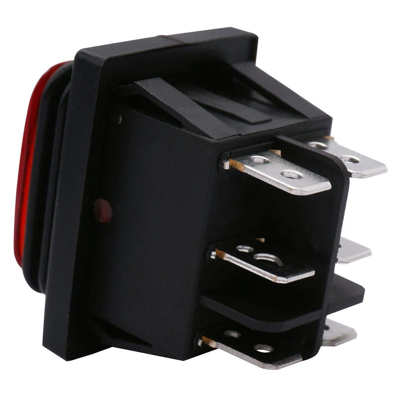 [Australia - AusPower] - TWTADE Momentary Polarity Reverse Switch Waterproof Control Rocker Toggle Switch DC Motor 10A (LED DC 12V) 6 Pin 3 Position (ON)-Off-(ON) With Wire Momentary-Waterproof(LED) 