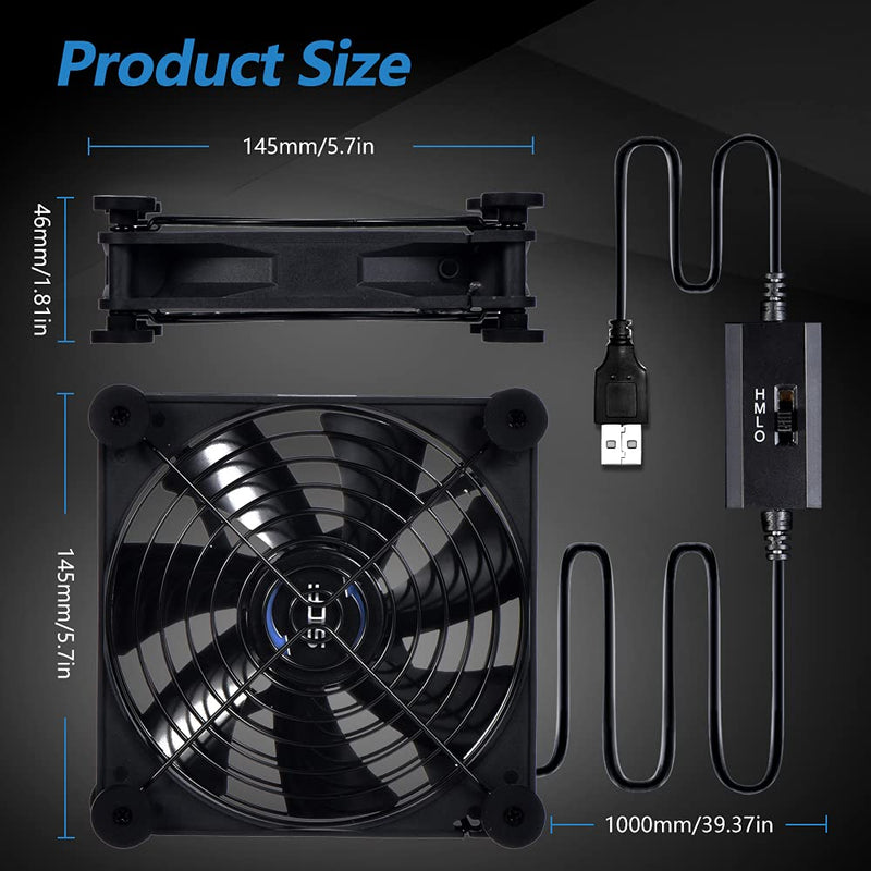 [Australia - AusPower] - SCCCF Quiet 140mm USB Fan, 5V USB Portable Cooling Fan for Flat Panel TV Receiver Router DVR Playstation Xbox Computer Cabinet Cooler 140MM Single 
