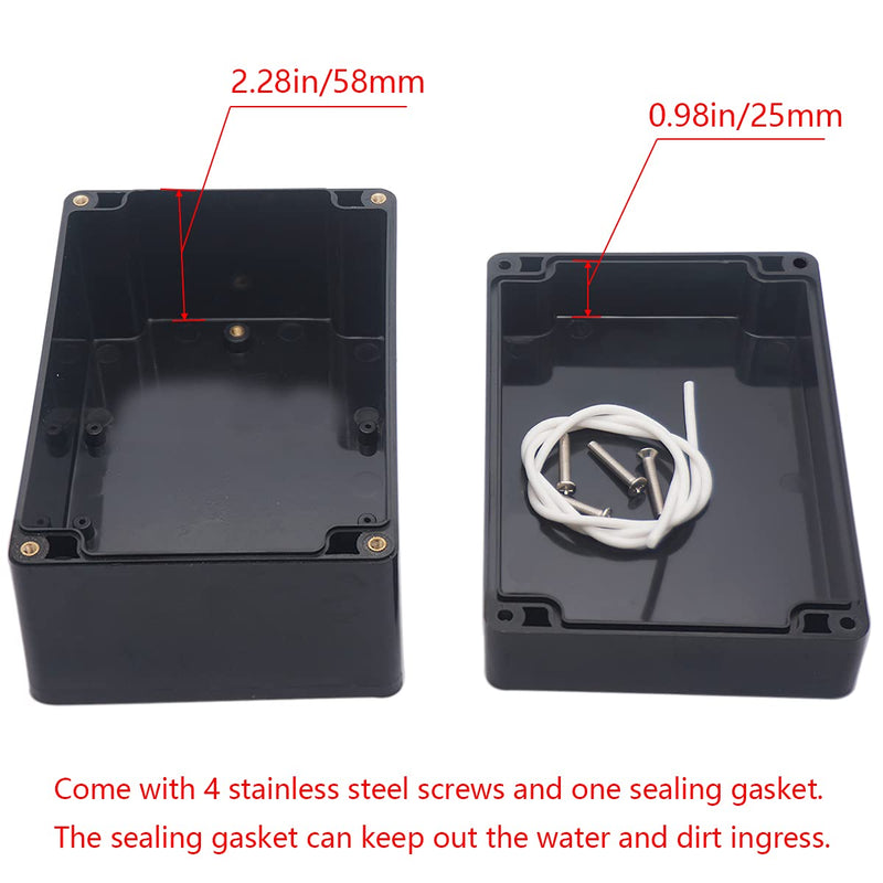 [Australia - AusPower] - Otdorpatio Project Box IP65 Waterproof Junction Box ABS Plastic Black Electrical Boxes DIY Electronic Project Case Power Enclosure 6.3x4.33x3.54 inch (160x110x90 mm) 6.3"x4.33"x3.54" 