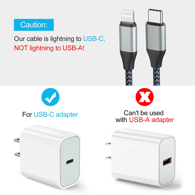 [Australia - AusPower] - USB C Lightning Cable, 3Pack(3/6/10FT) Sundix iPhone Cord [MFi Certified], Fast USB C Charging Braided Cord Compatible with iPhone 13/13ProMax/12/11XS and More (Use with USB C Wall Charger) blackblue 