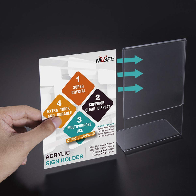 [Australia - AusPower] - NIUBEE Acrylic Sign Holder Bundle: 5x7" 6Pack + 8.5x11" 6Pack: Clear Slant Back Picture Frames, Desktop Flyer Document Paper Display Stand NB-Bundle-signslant6pc5x7 