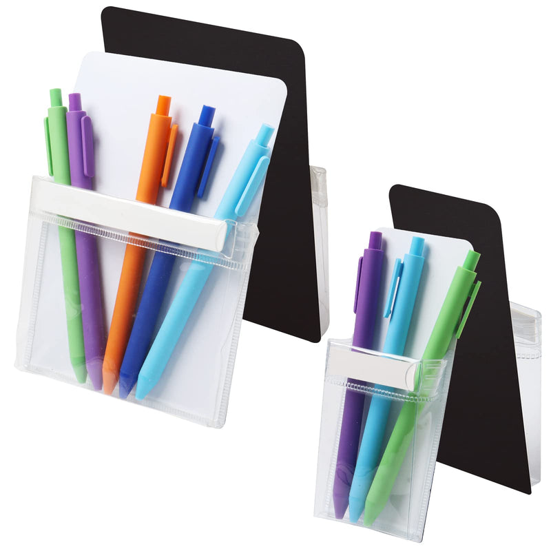[Australia - AusPower] - lonzsw 4 Pack Magnetic Storage Pocket, White Magnetic Pen Holder with Strong Magnetic Back, Marker Holder Pencil Cup for Whiteboard Fridge, 2 Sizes-6.5x4.7"/ 5.9x2.4" 