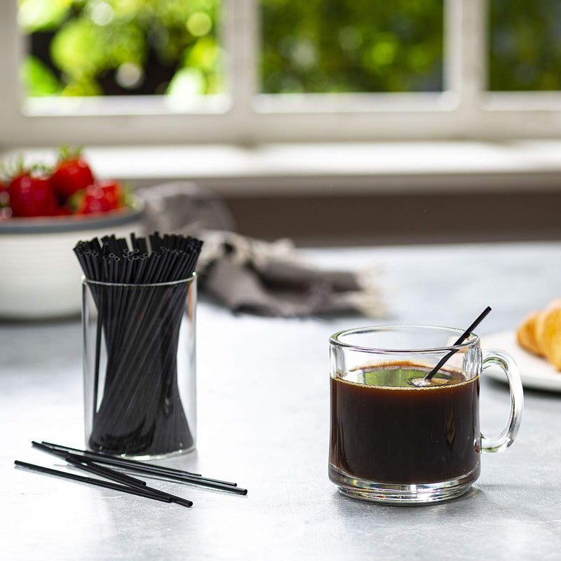 [Australia - AusPower] - 5 Inch Coffee & Cocktail Stirrers/Straws [1000 Count] Disposable Plastic Sip Stir Sticks – Black 5 Inch - Black 