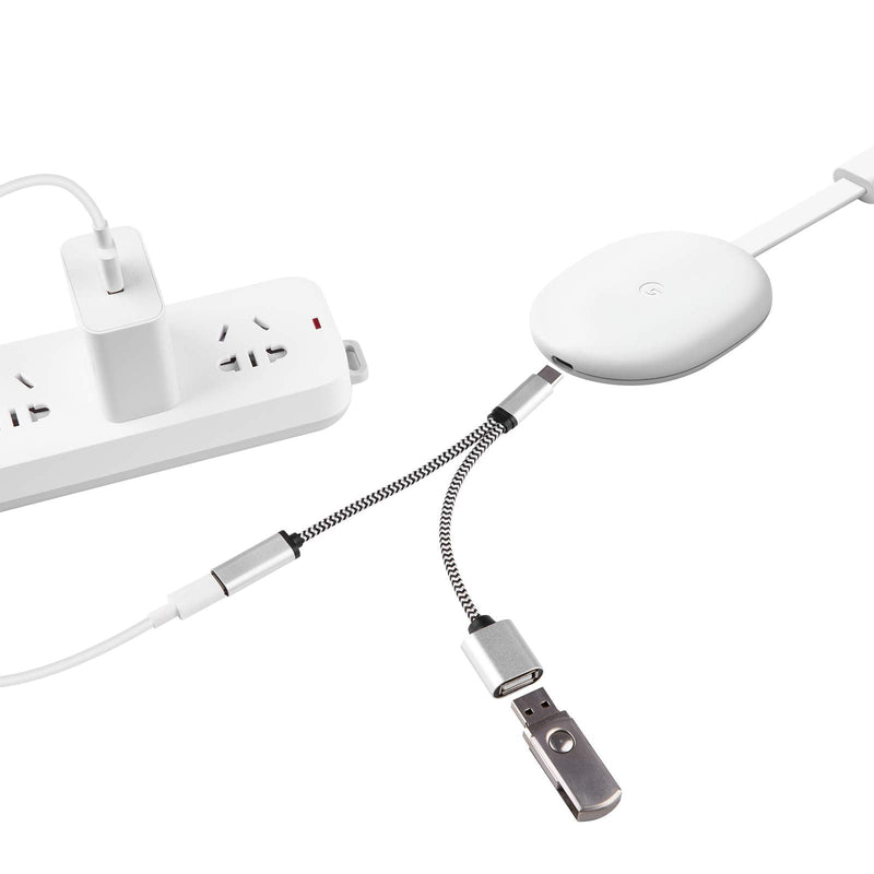 [Australia - AusPower] - USB C OTG Adapter Compatible for Chromecast with Google TV, Samsung Galaxy S20 S10 S9 Android Smartphone, GoPro Hero 7 8 9 to Add Storage - Y Splitter Cable with PD Power Charging 
