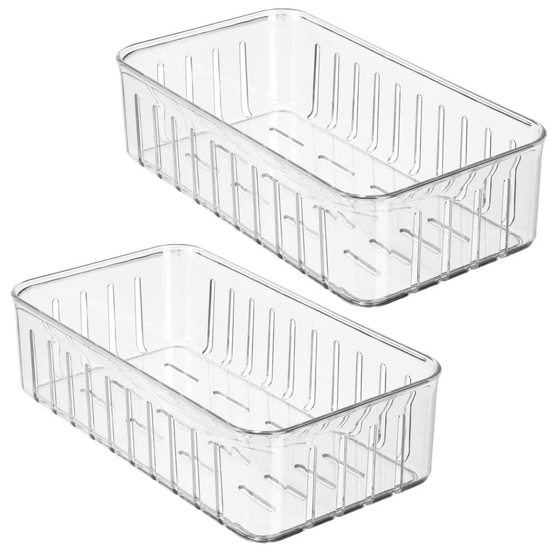 [Australia - AusPower] - mDesign Rectangular Plastic Office Supplies Storage Organizer Bin for Pads, Pens, Pencils, Dry Erase Markers, Highlighters, Sticky Notes, Mailing Labels - 2 Pack - Clear 