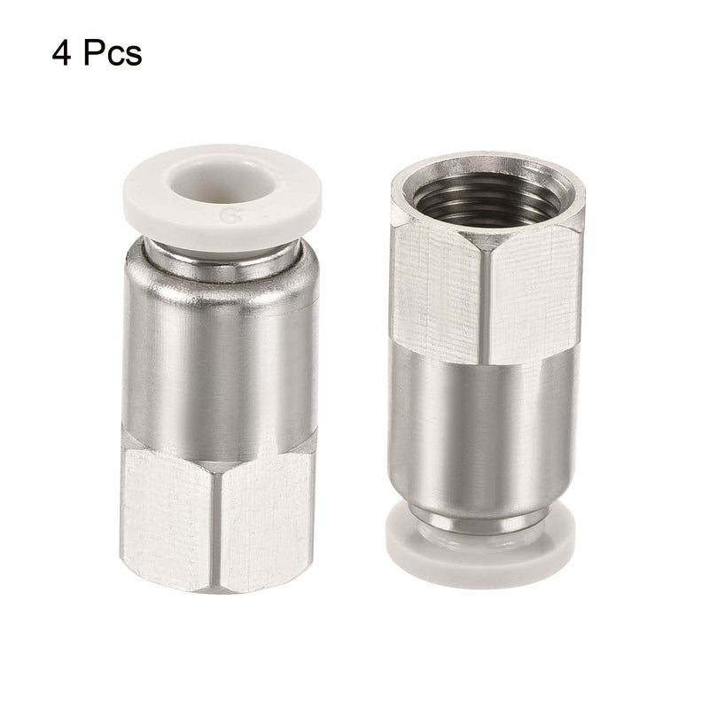 [Australia - AusPower] - MECCANIXITY Push to Connect Fittings 1/8PT Female Thread Fit 6mm Tube OD Nickel-Plated Copper Straight Union Fitting, Pack of 4 