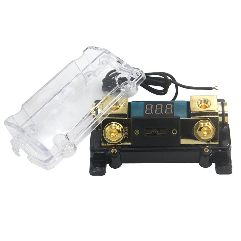 [Australia - AusPower] - ZOOKOTO 200A Fuse Holder,Car Stereo Audio Led Display Digital Voltage Inline ANL Fuse Holder 0 2 4 Gauge in Out with 200 Amp Fuse 1 IN 1 OUT With Digital Voltage Display 