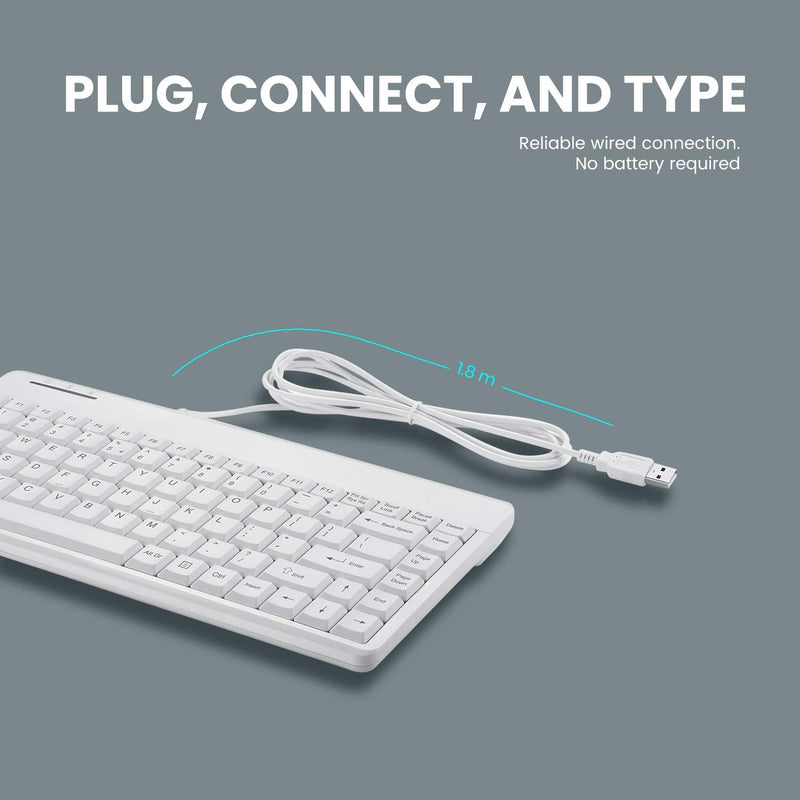 [Australia - AusPower] - Perixx PERIBOARD-409WU US, Wired USB Mini Keyboard - White - US English 