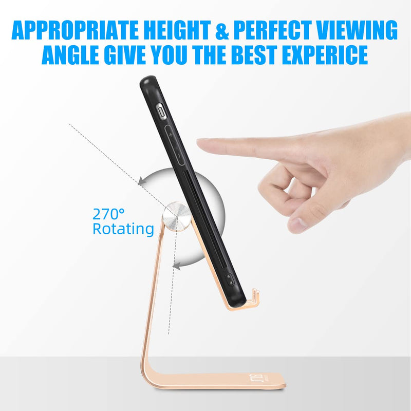 [Australia - AusPower] - Adjustable Cell Phone Stand Urmust Phone Stand for Desk Cradle, Dock, Holder Compatible with iPhone 13 12 11 Pro Max Xs XR 8 X 7 6 6S Plus SE 5 5S 5C(Light Gold) A-Light Gold 