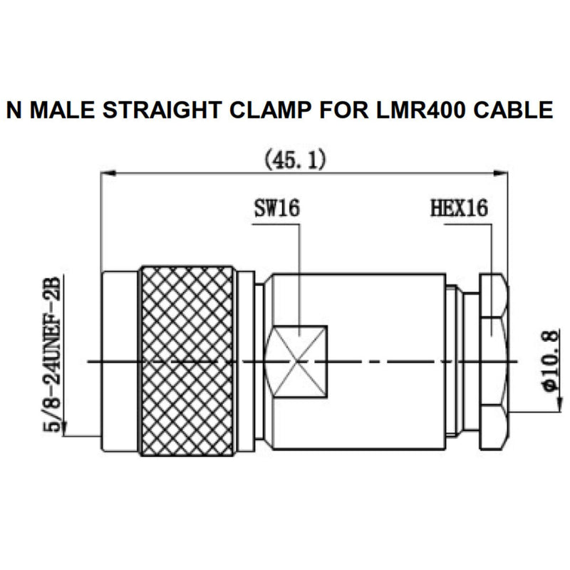 [Australia - AusPower] - N Connectors Male Rf Coaxial Connector for LMR400 Cable Belden 9913 RG8 Cable Nickel Machined Brass Construction (4piece clamp) 