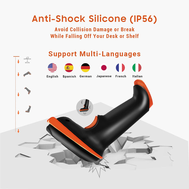 [Australia - AusPower] - Tera Barcode Scanner Wireless and Wired with Battery Level Indicator 1D 2D QR Digital Printed Bar Codes Reader with Stand Portable Handheld Barcode Scanner Compact Plug and Play Model D5100 
