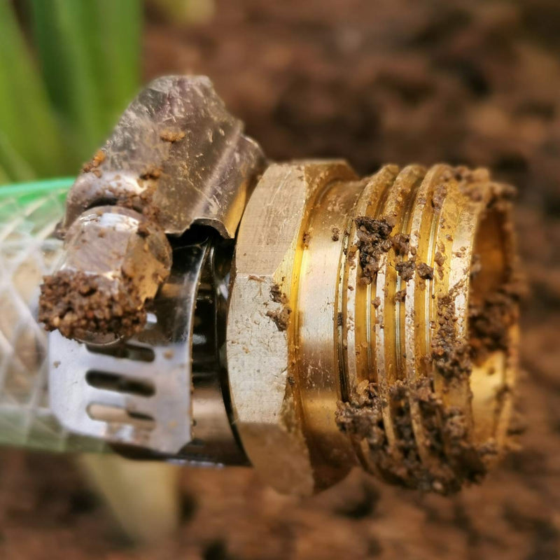 [Australia - AusPower] - PLG Brass 3/4" Hose Repair Connector with Clamps, Male and Female Garden Hose End Repair Fittings 2 Set For 3/4"(inches) Hose 