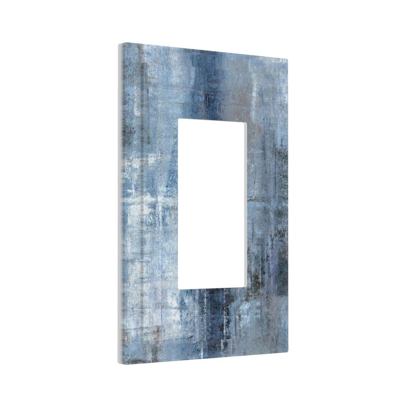 [Australia - AusPower] - 1 Gang Single GFCI/Decorator Rocker Outlet Light Switch Wall Plate Cover Modern Gallery Navy Indigo Blue Gray Abstract Grey Brush Art Paint Blue Grey Decorative One Device Electrical Faceplate Dimmer 1-Gang Decorator Teal Turquoise Blue Art Abstract 