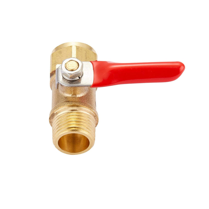 [Australia - AusPower] - Minimprover Heavy Duty Brass 2 PCS Inline Mini Ball Valve Shut Off Switch, 3/8" NPT Male x 3/8 INCH NPT Female Pipe Fittings, 180 Degree Operation Handle, Rated to 600 WOG for Tank Drain 3/8"NPT 