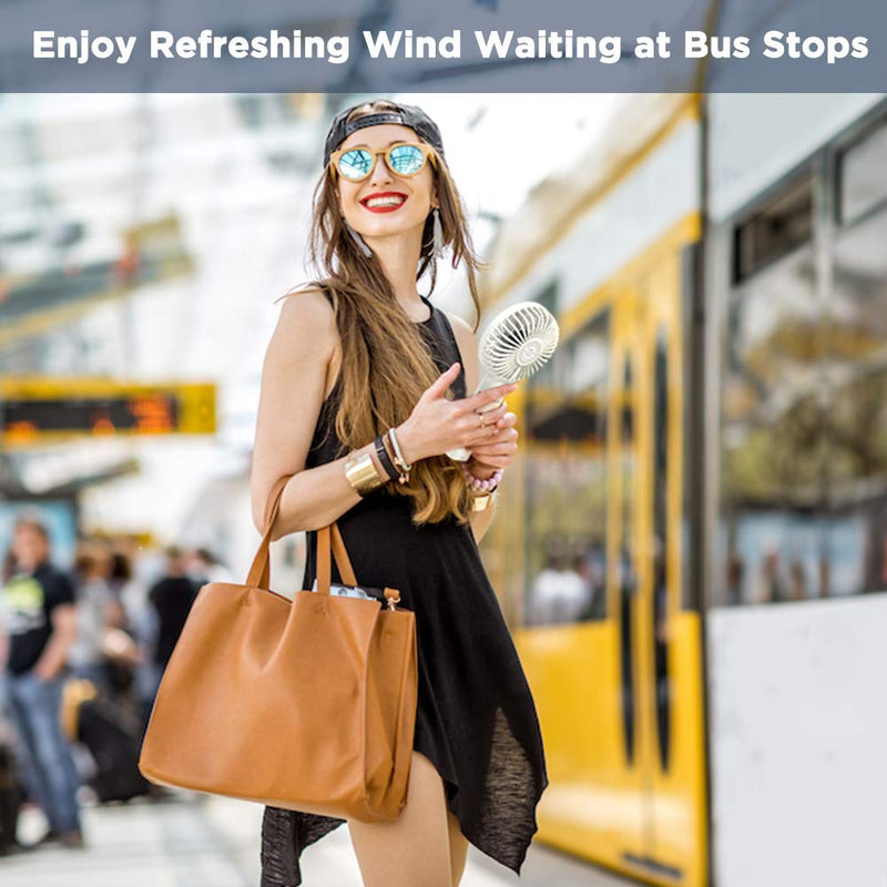 [Australia - AusPower] - Handheld Fan, EasyAcc 2022 Upgraded Portable Fan [ 4 Speed Quiet Powerful Hand Fan] 3-17 Hours Battery Operated Fan, One Touch Power Off Foldable USB Desk Fan Personal Fan for Home Travel Outdoor 3-17 Working Hours White 