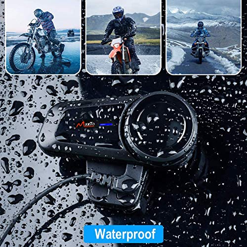 [Australia - AusPower] - Motorcycle Bluetooth Intercom with FM Radio, 5.0 Bluetooth Motorcycle Helmet Bluetooth Headset Communication With Noise Cancellation Up to 6 Riders with Noise Cancellation, FM, Waterproof (1set) 1 Pack 