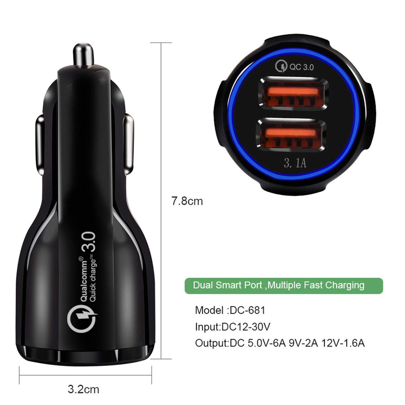 [Australia - AusPower] - Kisluck USB Car Charger, [Dual QC3.0 Port] 30W/6A Mini Car Charger Adapter,USB Charger Quick Charge Compatible for iPhone12/12Pro/Max/iPhone11/Pro/Max/XR/XS/8P,Galaxy,MacBook and More 