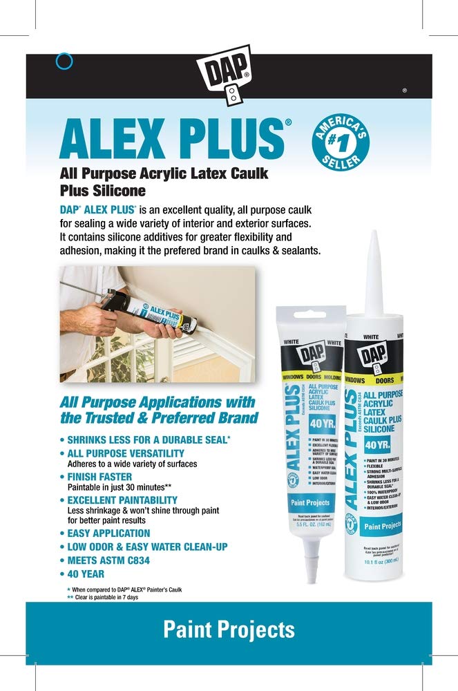[Australia - AusPower] - DAP INC 18152 10.1oz White Alex Plus Acrylic Latex Caulk with Silicone 10.1 FL OZ 