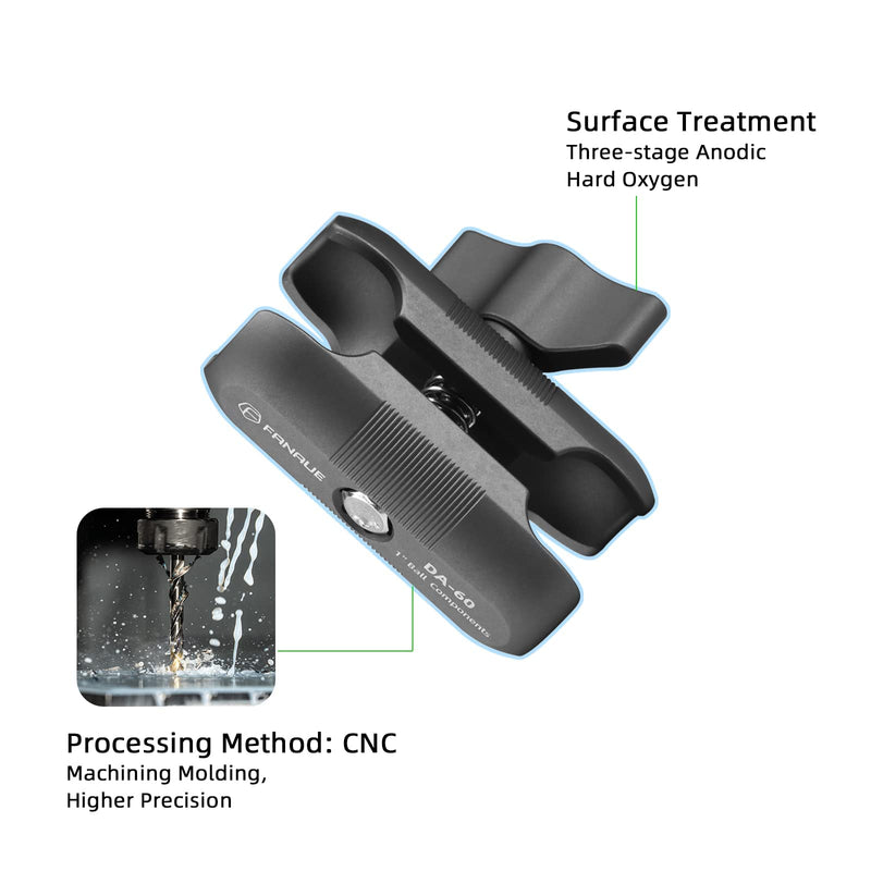 [Australia - AusPower] - FANAUE Double Socket Arm Short Arm Compatible,Full Length 2.3",with B Size 1" Ball Components for RAM Mounts da--60 